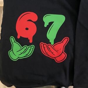Black Graphic Tee with Red and Green Design